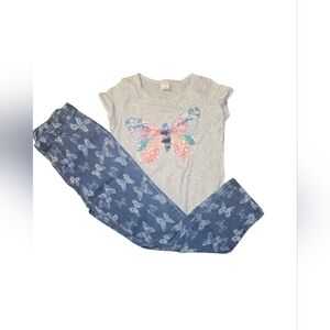 Gymboree Gray Top and Blue Butterfly Matching Set 7/8